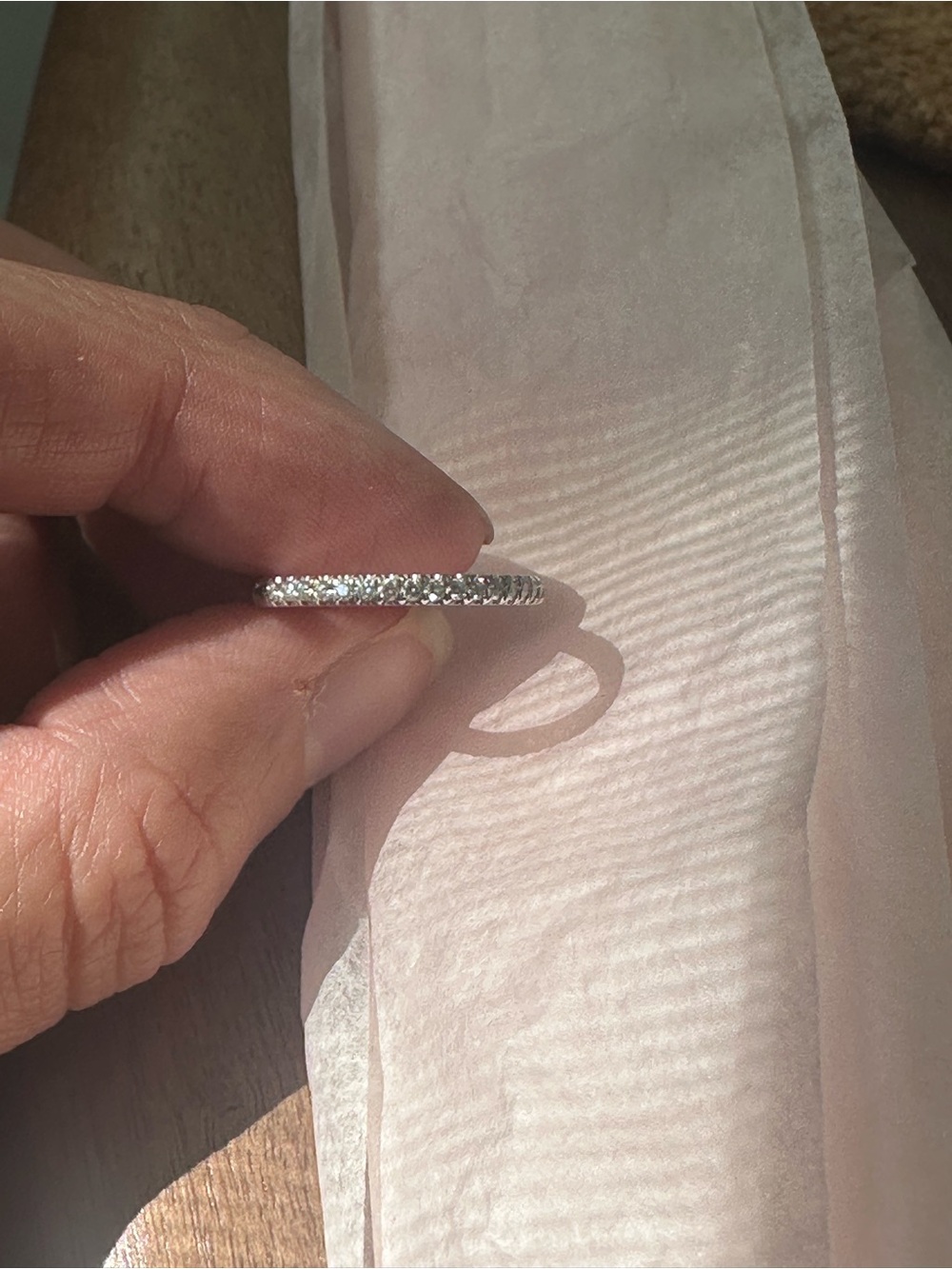Tiffany & Co. Platinum Diamond Half Covered Soleste Band RG 6 - Picture 2 of 5
